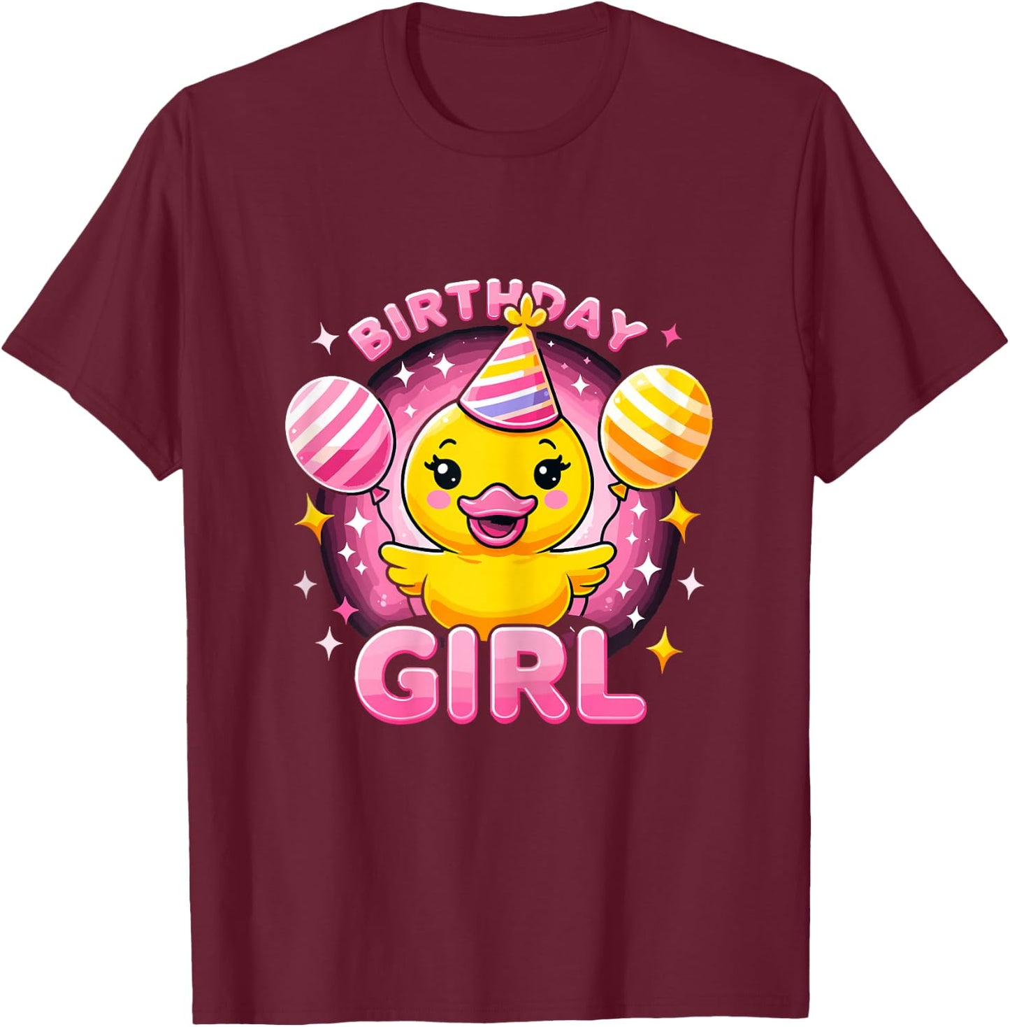 Birthday Girl Rubber Duck Birthday Party T-Shirt - T-Shirt | Maroon