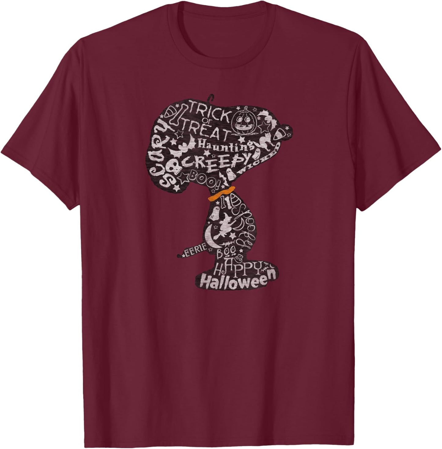 Peanuts Halloween Snoopy Silhouette T-Shirt - T-Shirt | Maroon