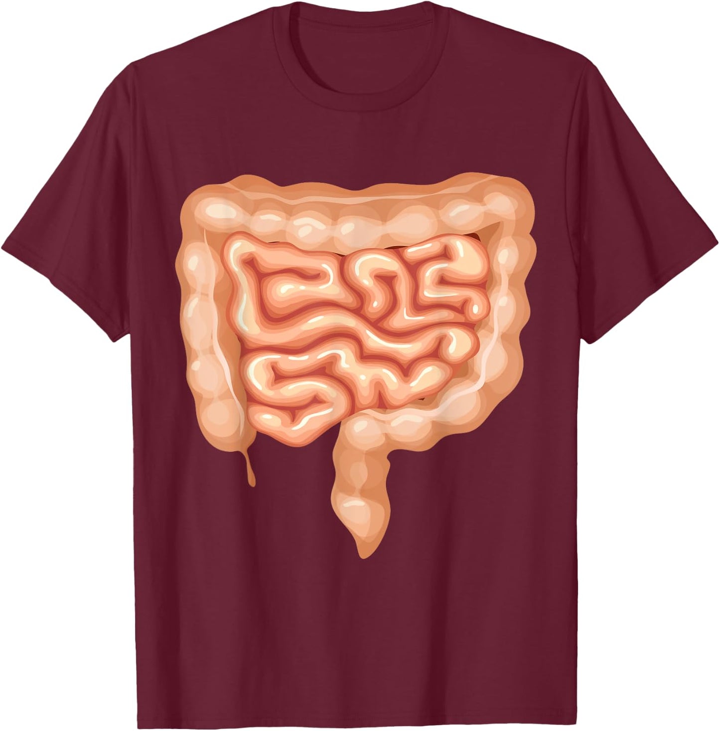 Human Body Parts Group Costumes - Colon Intestines Costume T-Shirt - T-Shirt | Maroon