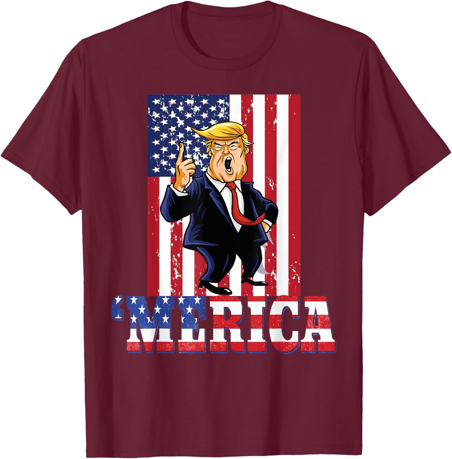 Trump 4th of July Merica Men Women Patriotic T-Shirt - T-Shirt | Maroon