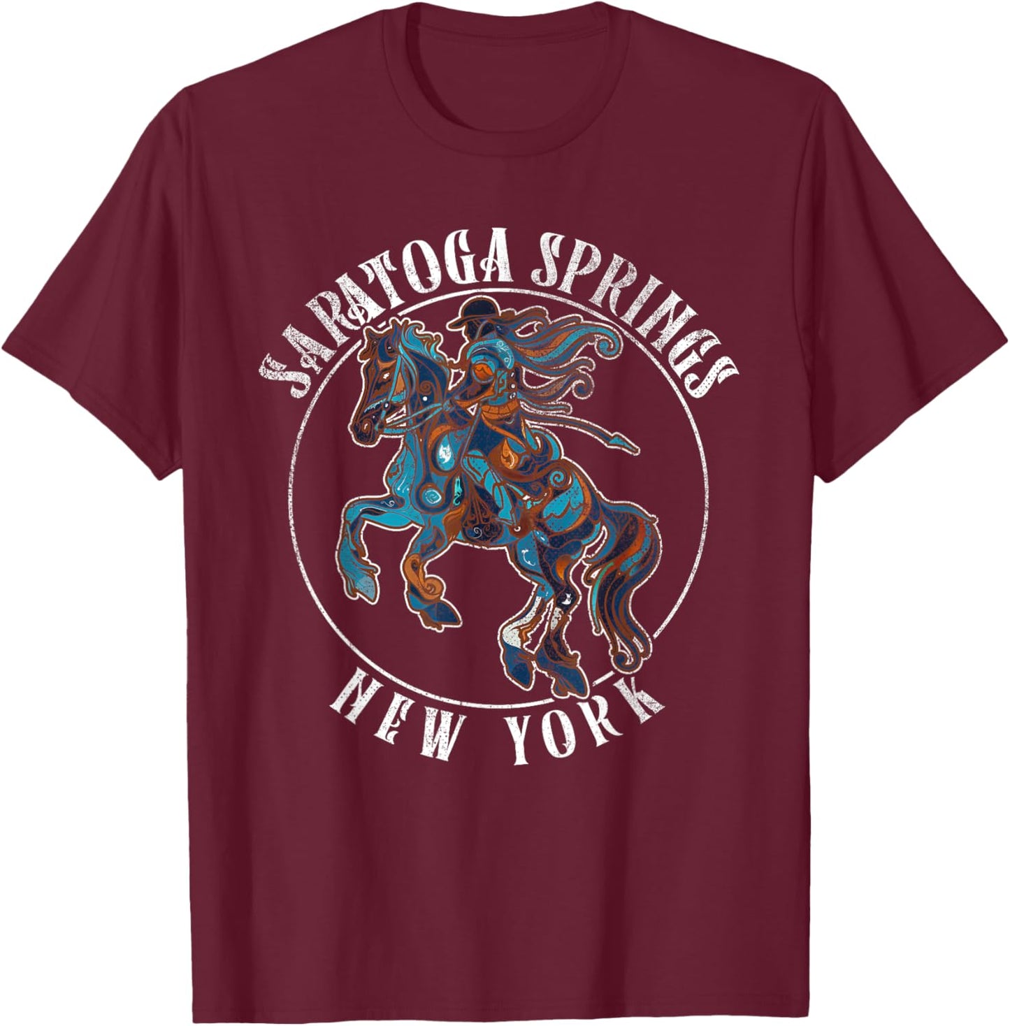 Saratoga Spring New York NY | Horse Race T-Shirt - T-Shirt | Maroon