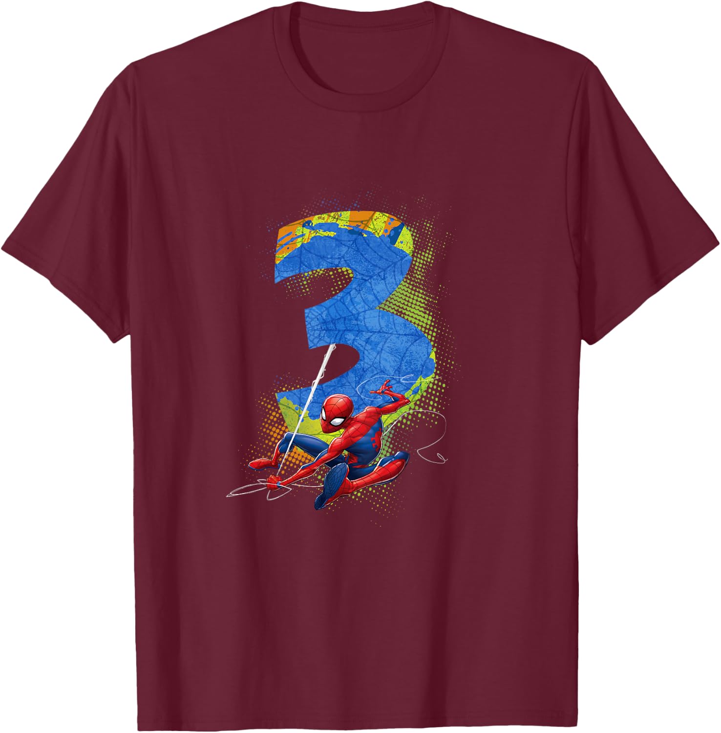 Kids Marvel Super Heroes Spider-Man 3 Year Old Third Birthday T-Shirt - T-Shirt | Maroon