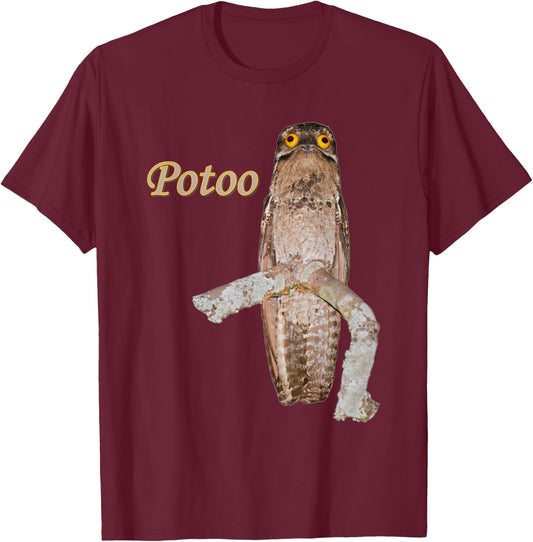 Potoo Bird Photo Funny Eyes T-Shirt - T-Shirt | Maroon