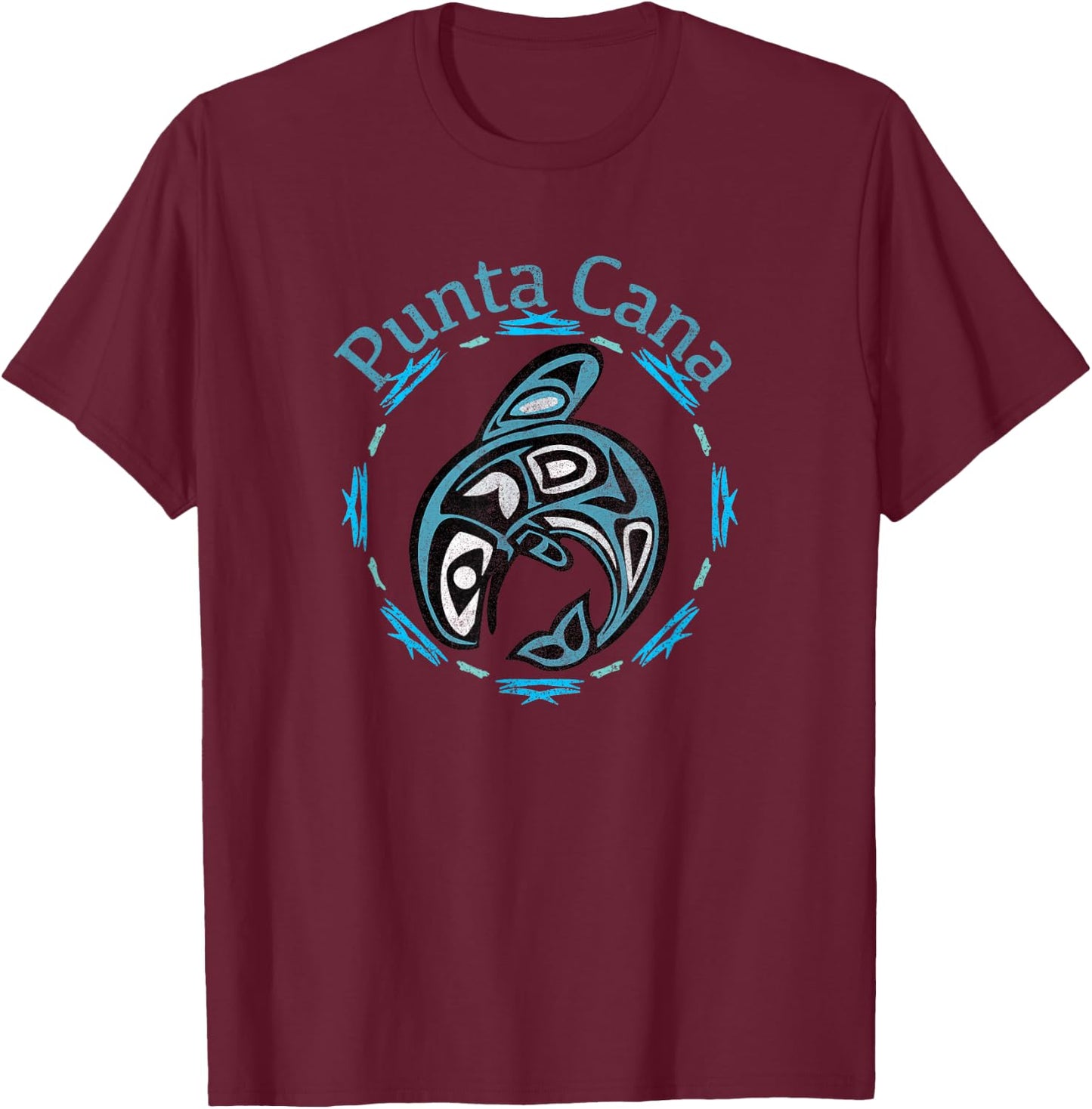 Punta Cana Vintage Tribal Fish Gift T-Shirt - T-Shirt | Maroon