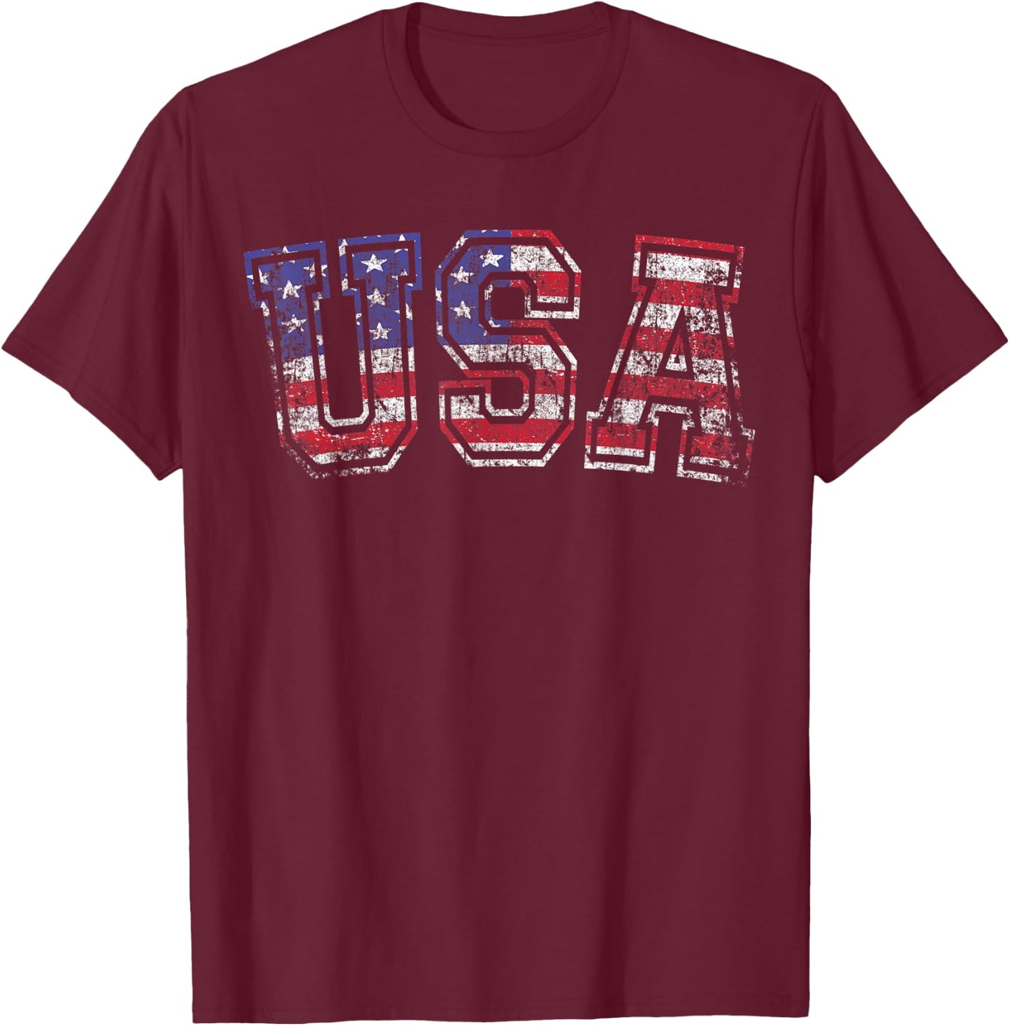 USA T Shirt US Flag Patriodic 4th Of July America T-Shirt - T-Shirt | Maroon