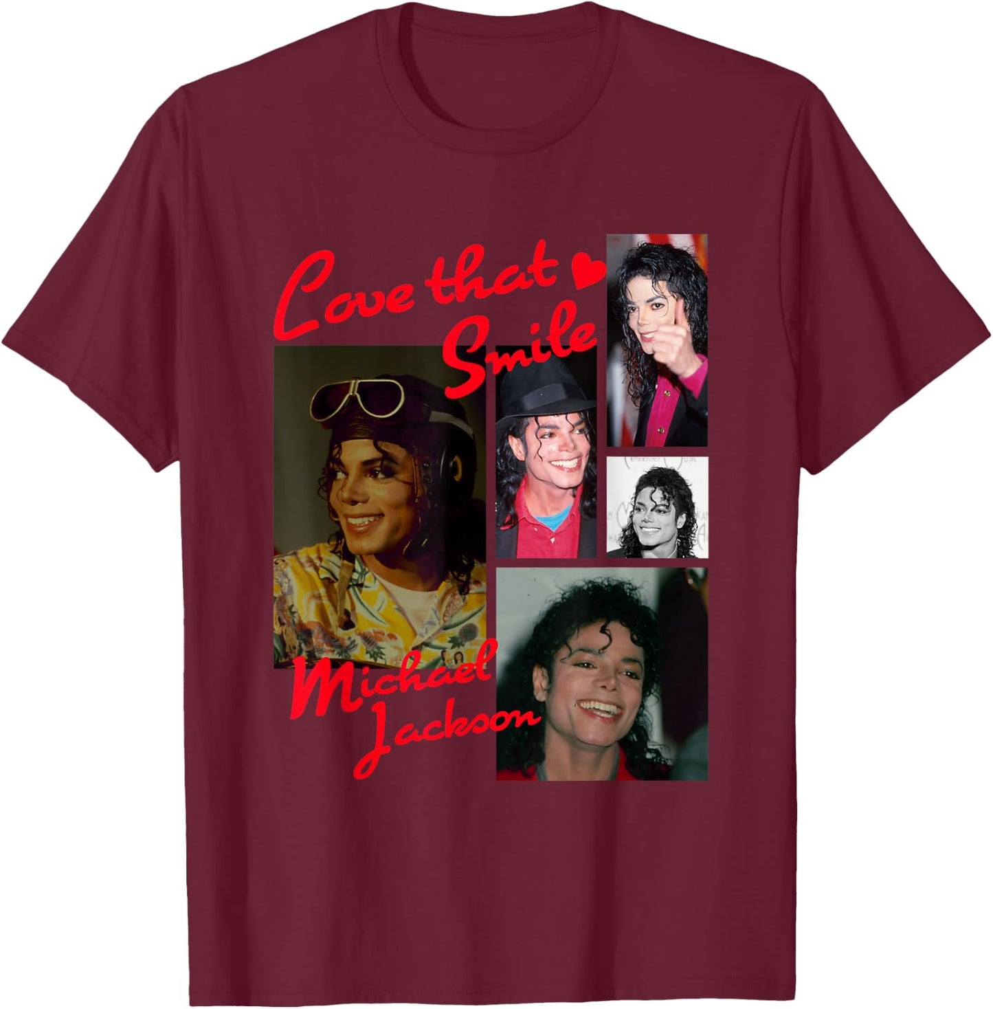 The King of Pop - Adults - Black - Small - Short Sleeve - Cotton Blend - Michael Jackson Fans T-Shirt - T-Shirt | Maroon