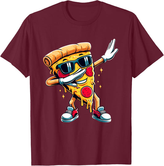Dabbing Pizza Boys Girls Pizza Toddler Dancing T-Shirt - T-Shirt | Maroon
