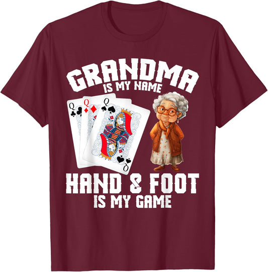 Hand Foot Player Score Grandma Card Game Set Hand and Foot T-Shirt - T-Shirt | Maroon
