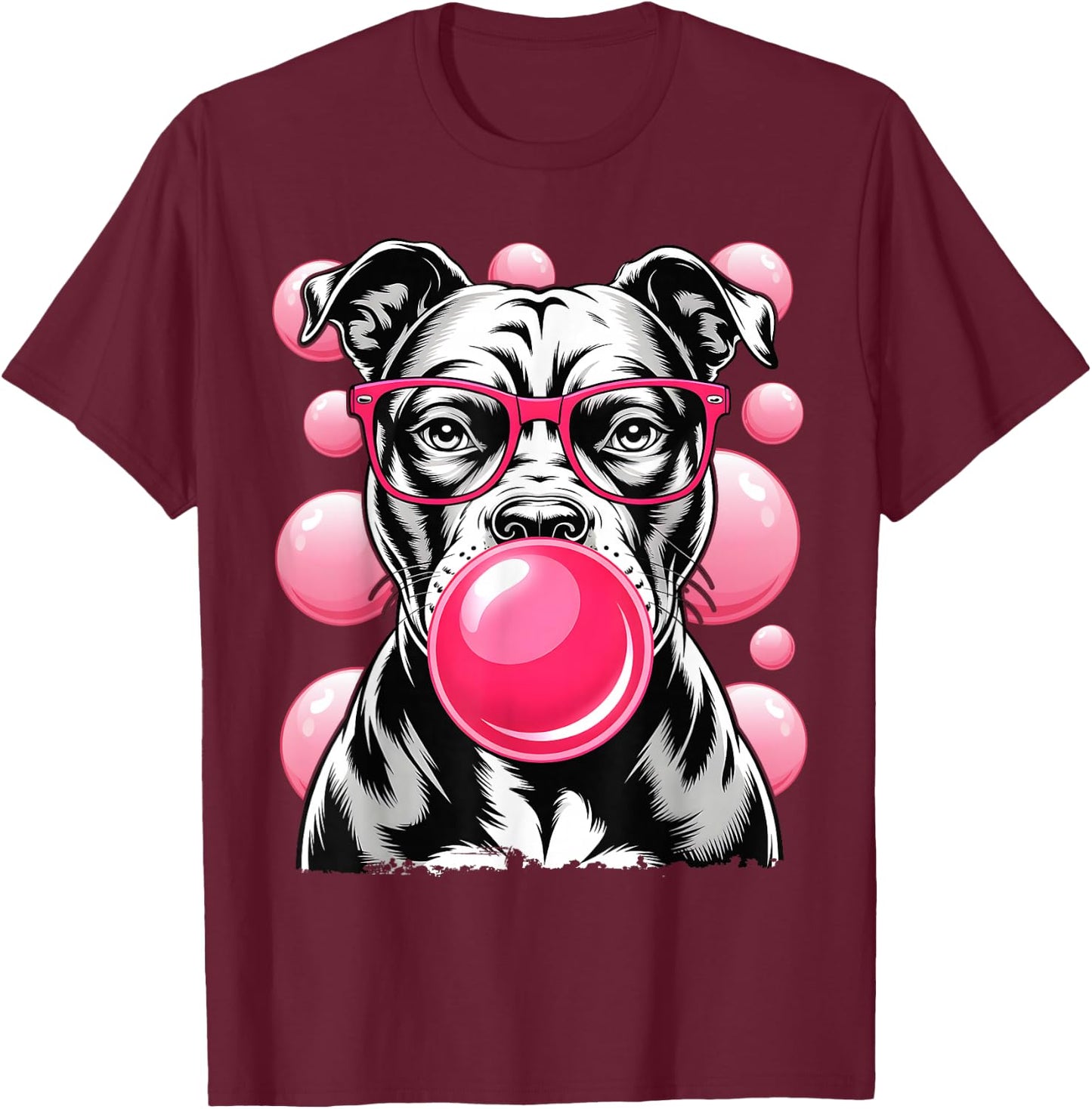 Goggles Gum Bubble Pit Bull T-Shirt - T-Shirt | Maroon