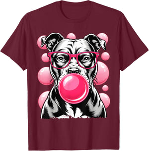 Goggles Gum Bubble Pit Bull T-Shirt - T-Shirt | Maroon