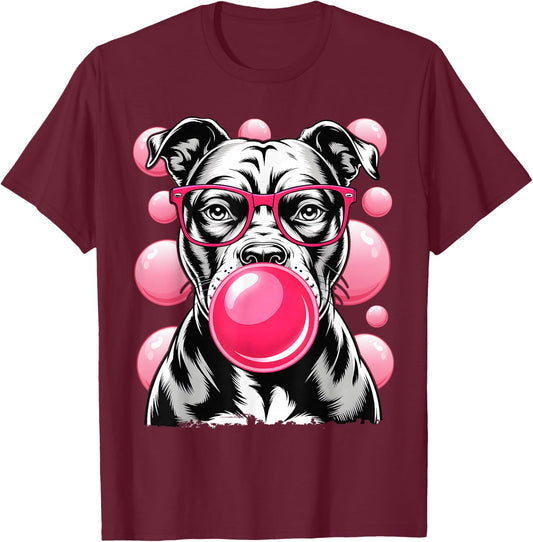 Goggles Gum Bubble Pit Bull T-Shirt - T-Shirt | Maroon