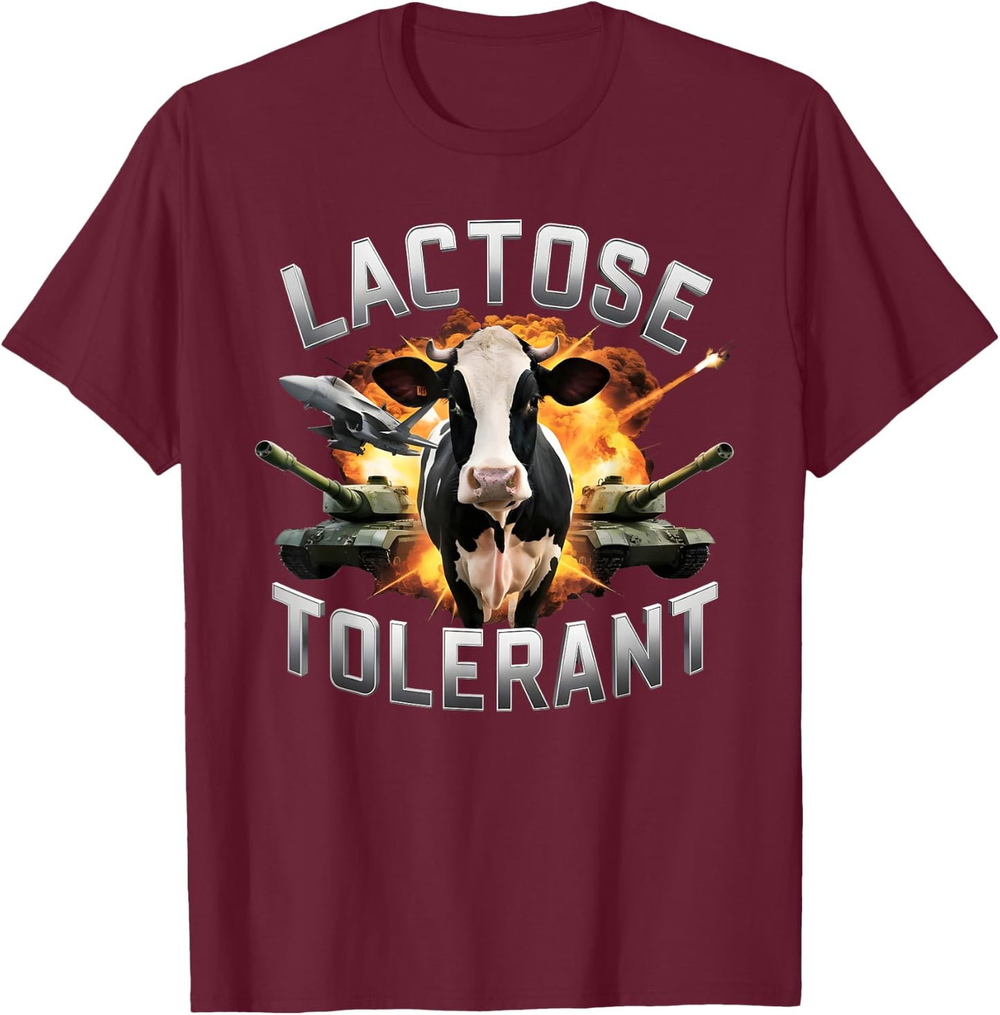 Lactose Tolerant Funny Cow Meme Cheese Diet Gym T-Shirt - T-Shirt | Maroon