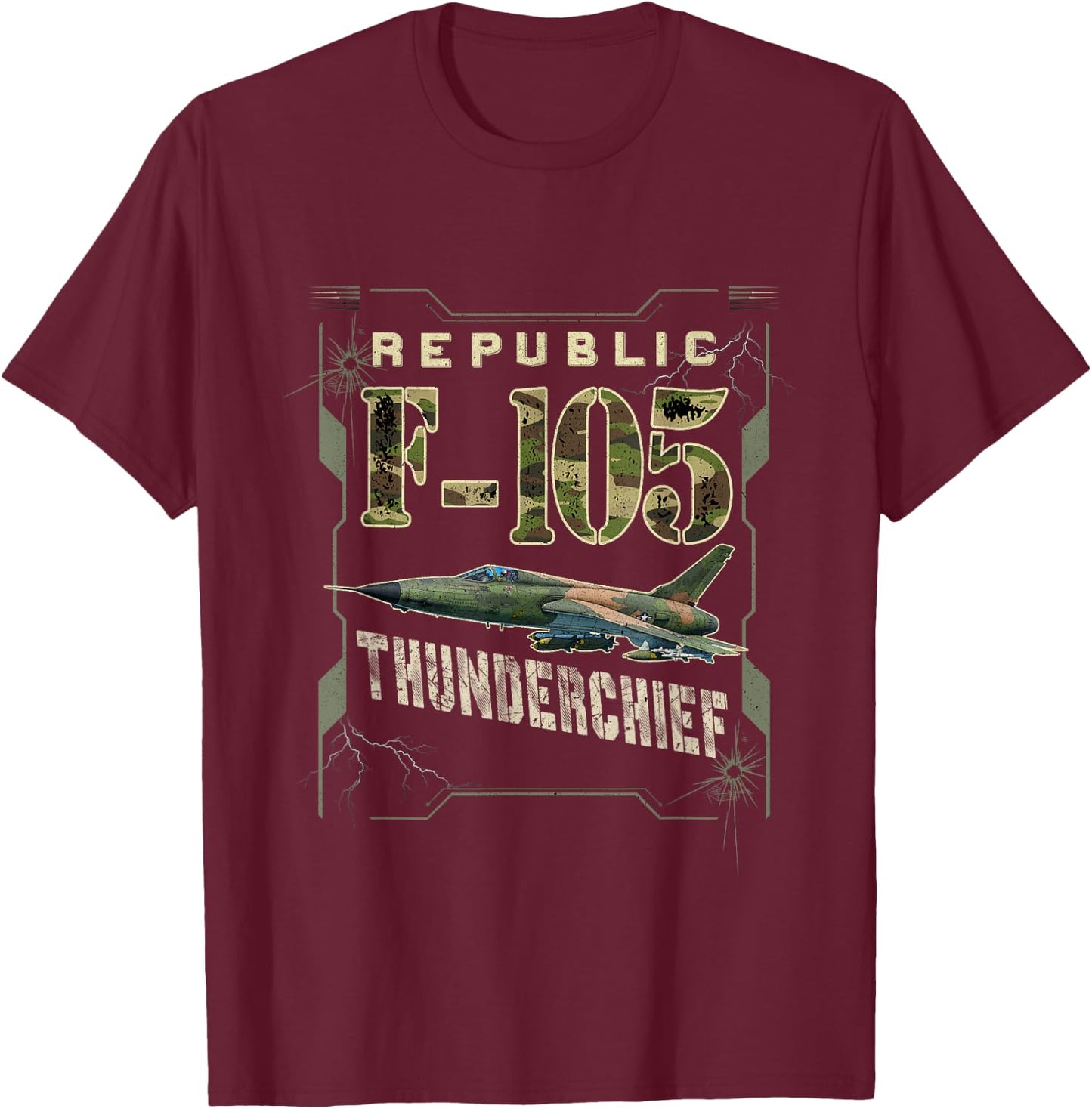 F-105 Thunderchief Fighter Military Aircraft Pilot Veteran T-Shirt - T-Shirt | Maroon
