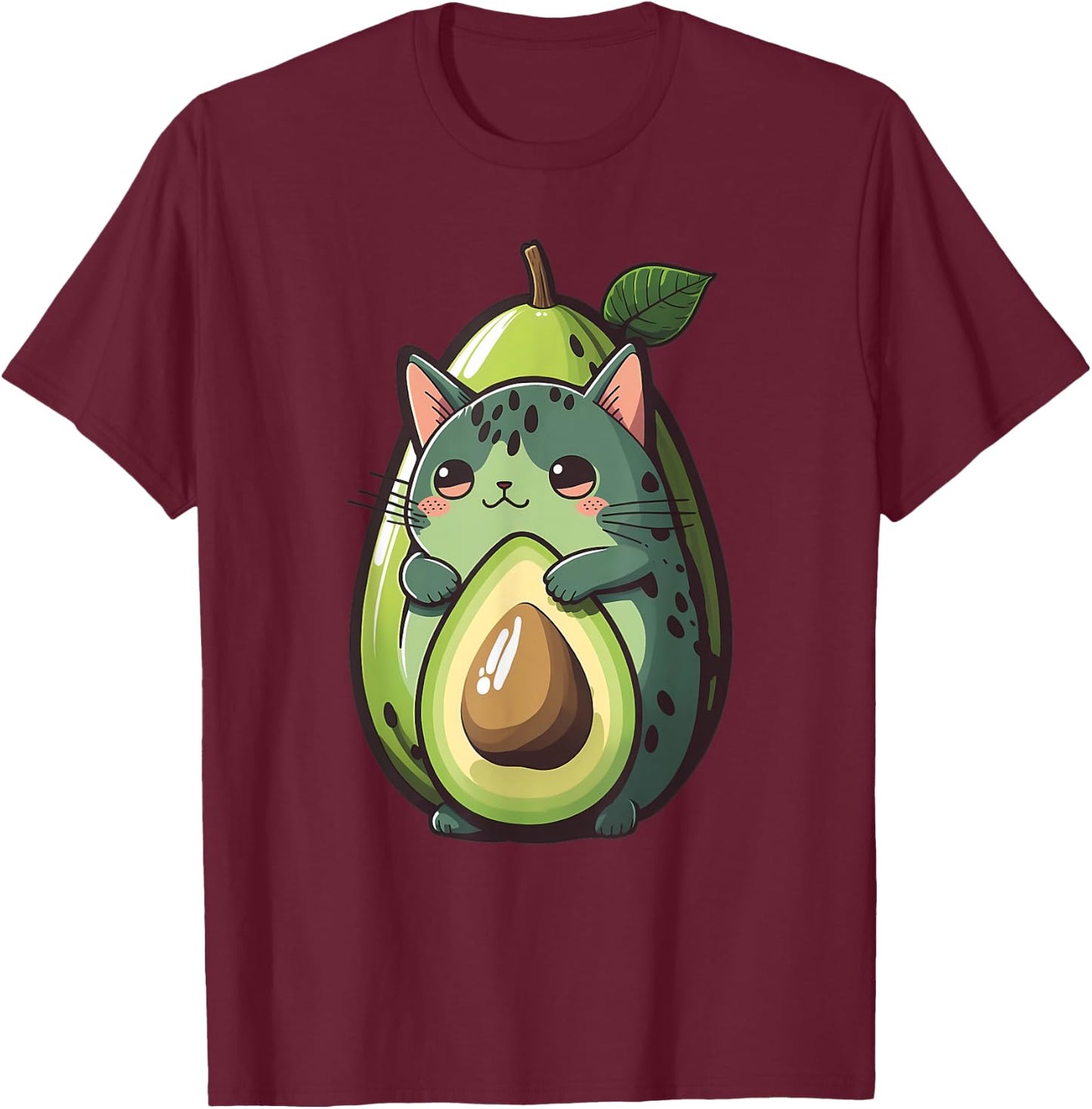Anime Avocato Funny Cat Avocado Lover Avogato Vegans Kawaii T-Shirt - T-Shirt | Maroon