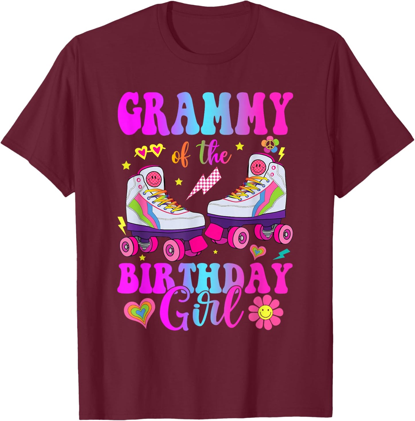 Let's Roll Grammy of the Birthday girl Roller Skate Birthday T-Shirt - T-Shirt | Maroon