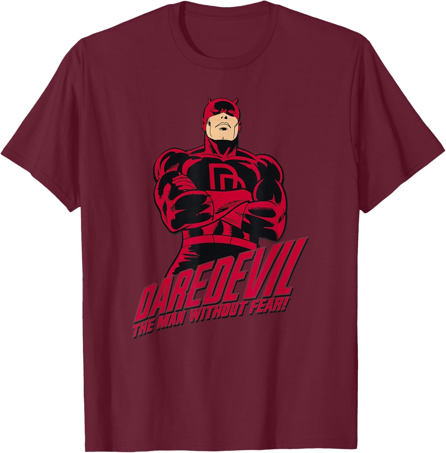 Marvel Daredevil The Man Without Fear Vintage Comic Icon Small T-Shirt - T-Shirt | Maroon