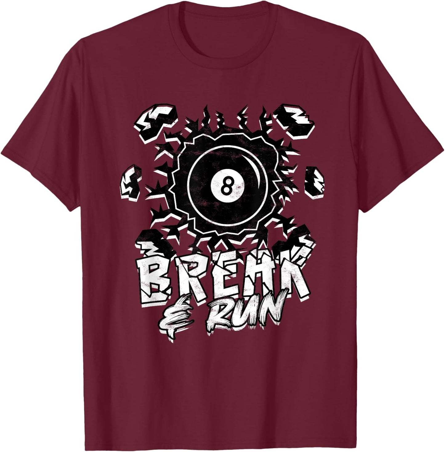 8-Ball Billiards Break & Run T-Shirt - T-Shirt | Maroon