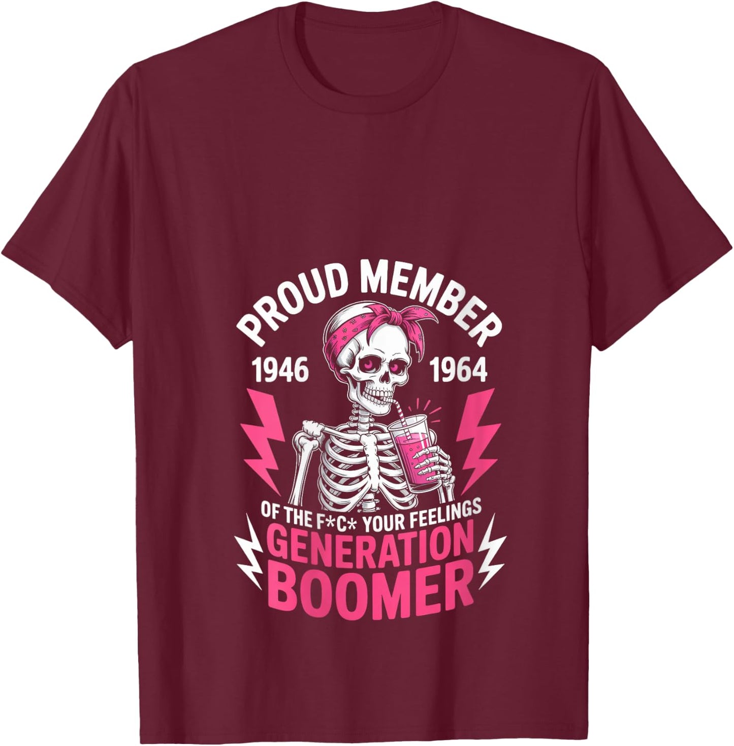 Proud Member Of Baby Boomer Humor Boomer Funny Boomer V-Neck T-Shirt - T-Shirt | Maroon
