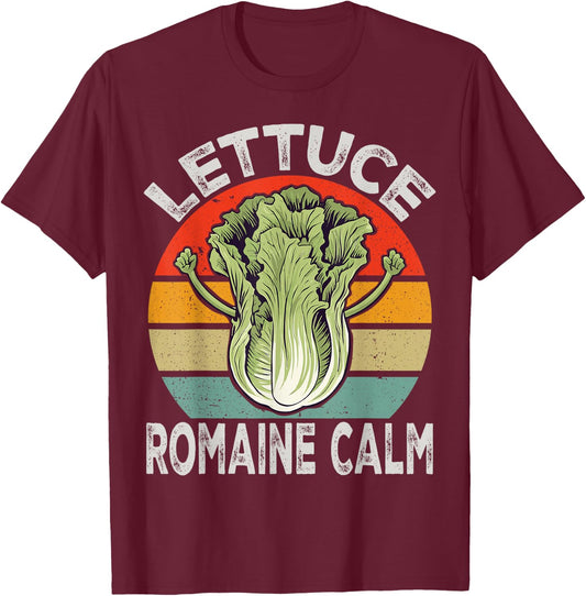 Vegan Shirt Lettuce Romaine Calm Men Women Funny Vegetarian T-Shirt - T-Shirt | Maroon