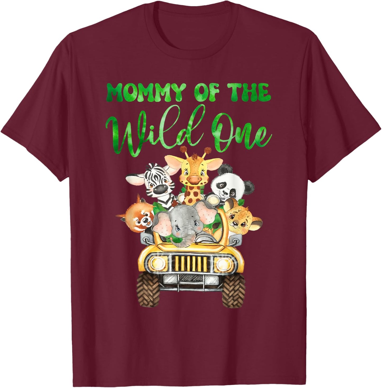 Mommy Of The Wild One Birthday 1st Safari Jungle Family T-Shirt - T-Shirt | Maroon