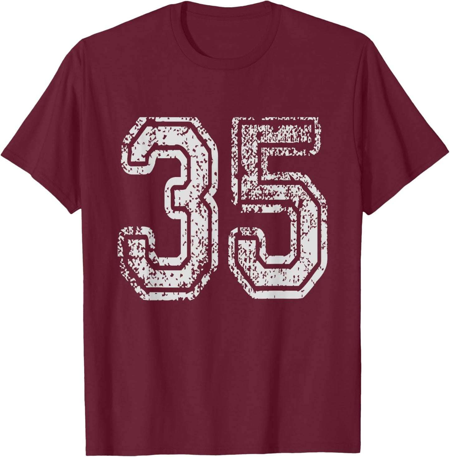 Team Jersey Uniforms Number 35 School Sports 35th Birthday T-Shirt - T-Shirt | Maroon