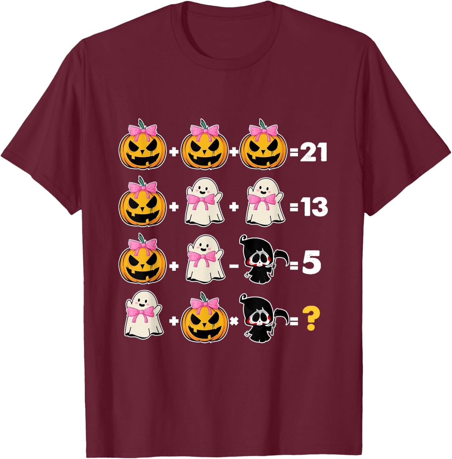 Halloween Math Teacher Men Women Order Of Operations T-Shirt - T-Shirt | Maroon