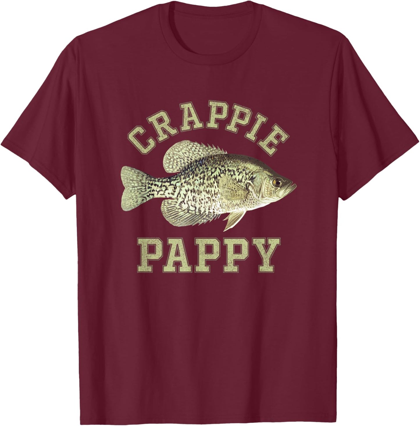 Funny Ice Fishing Crappie Pappy T-Shirt - T-Shirt | Maroon