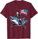 Awesome Patriotic George Washington 4th Of July Shark Riding Women Kids Men T-Shirt - T-Shirt | Maroon