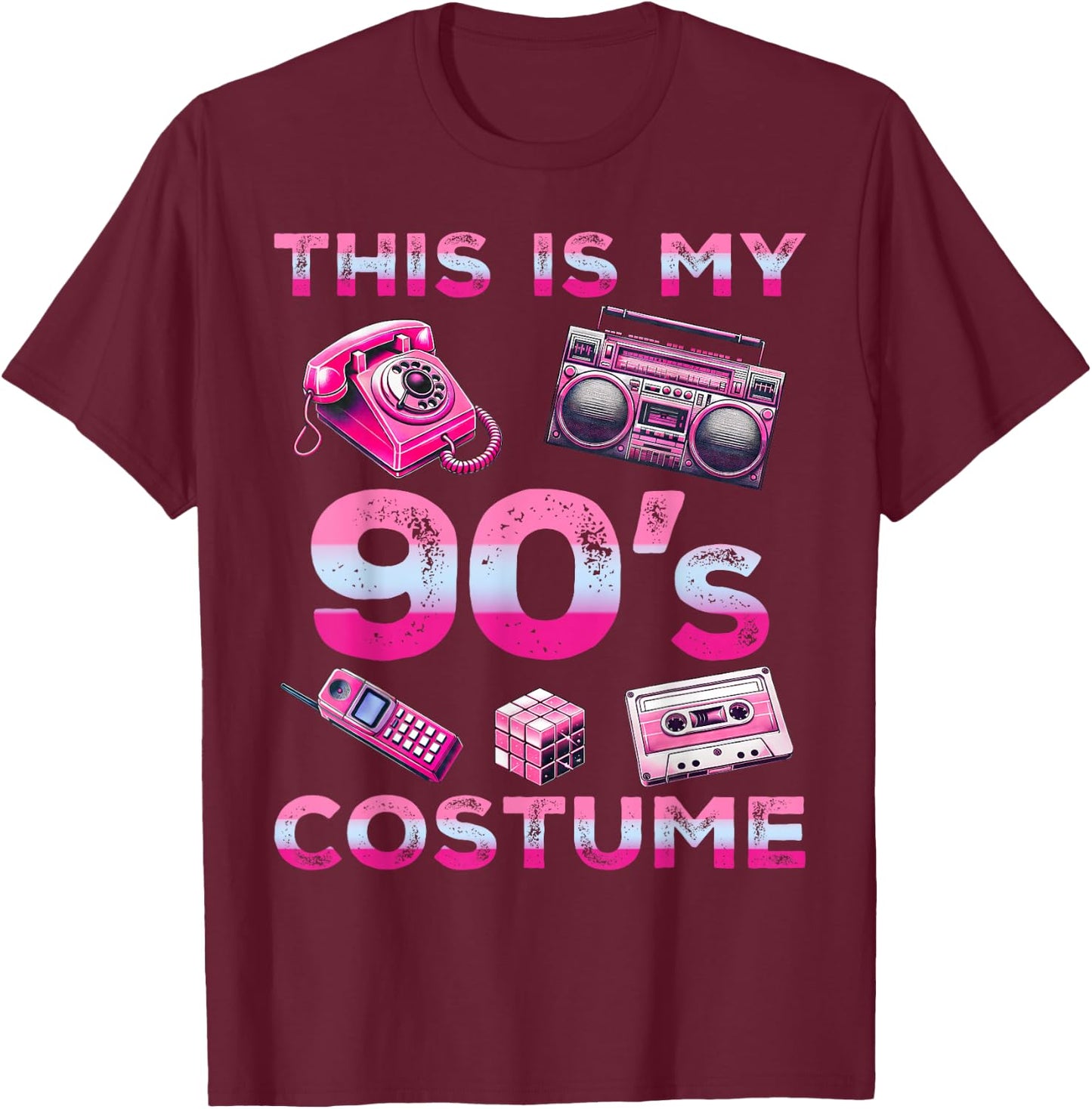 This Is My 90s Costume 90's style Nineties Retro Party T-Shirt - T-Shirt | Maroon