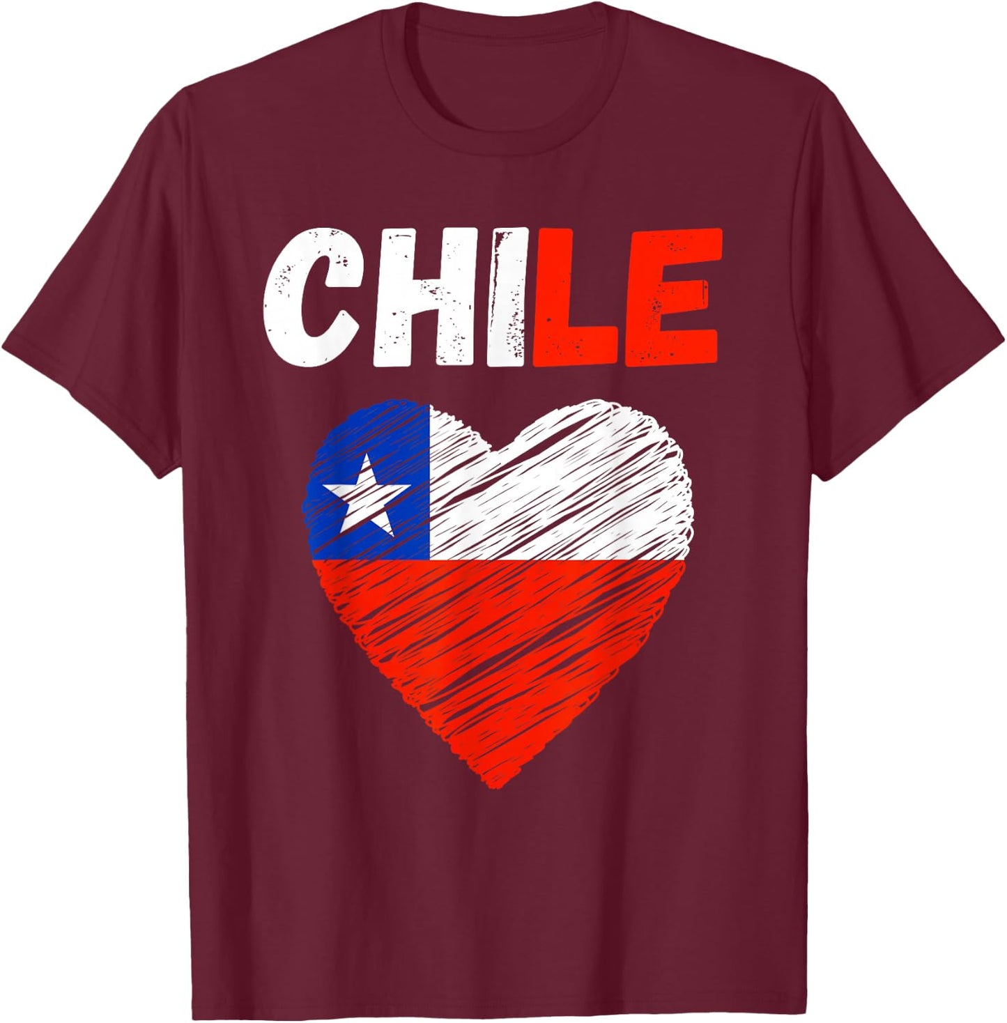 Chile Flag Holiday Chile Heart Chilean Flag T-Shirt - T-Shirt | Maroon
