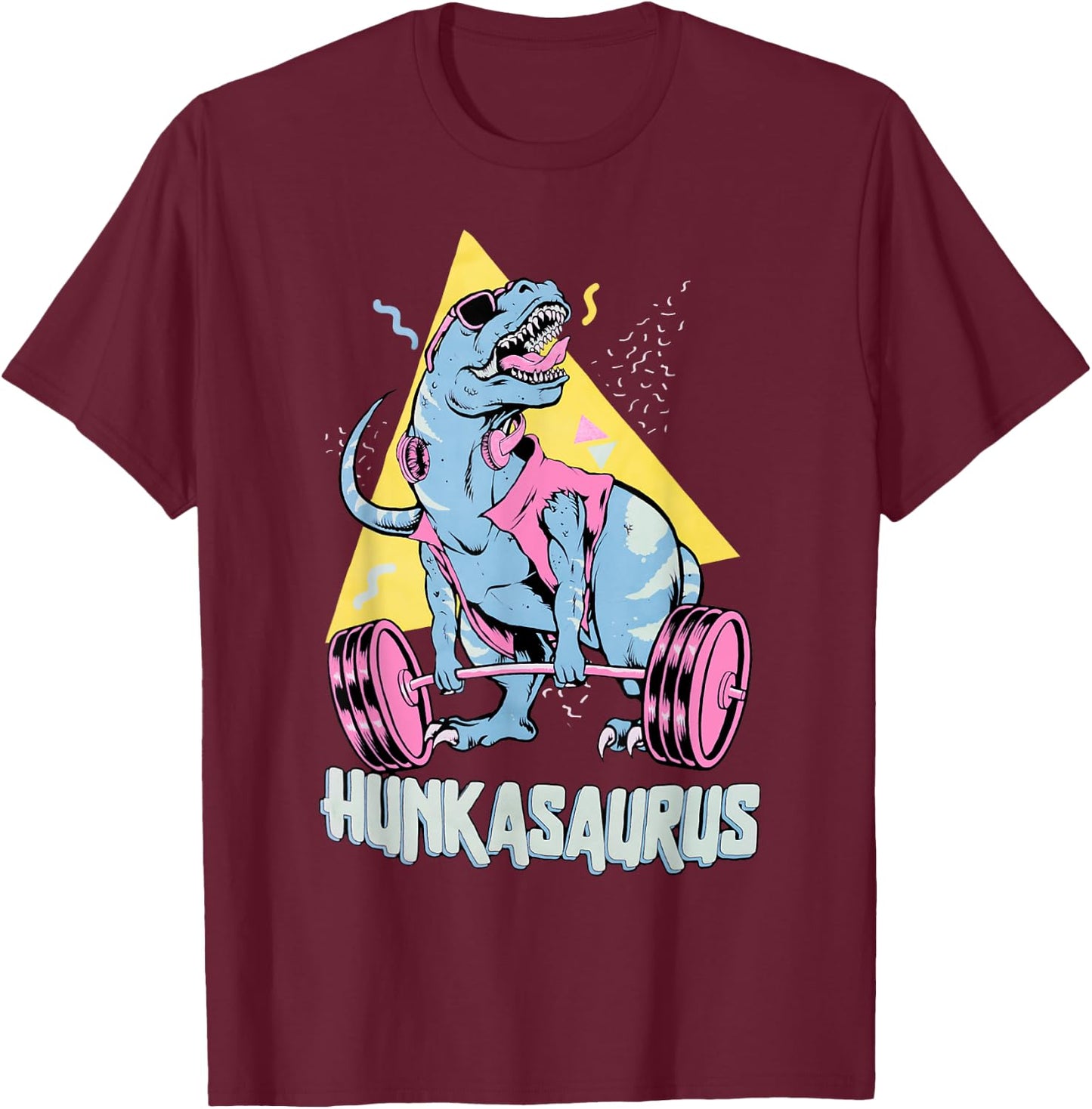 Hunkasaurus T rex Dinosaur Funny Gym & Workout T-Shirt - T-Shirt | Maroon