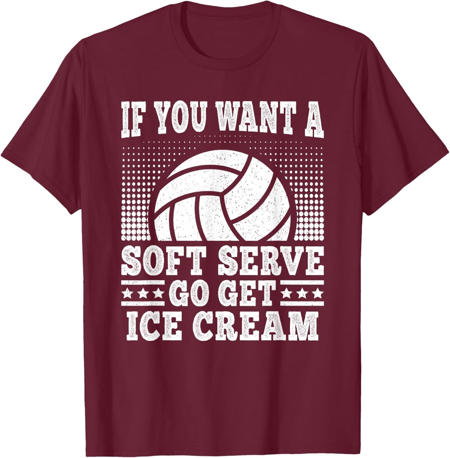 Soft Serve Ice Cream Funny Volleyball Player Men Women Kids T-Shirt - T-Shirt | Maroon