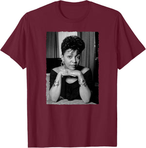 Anita Baker Black And White Portrait By Stephen Wright T-Shirt - T-Shirt | Maroon