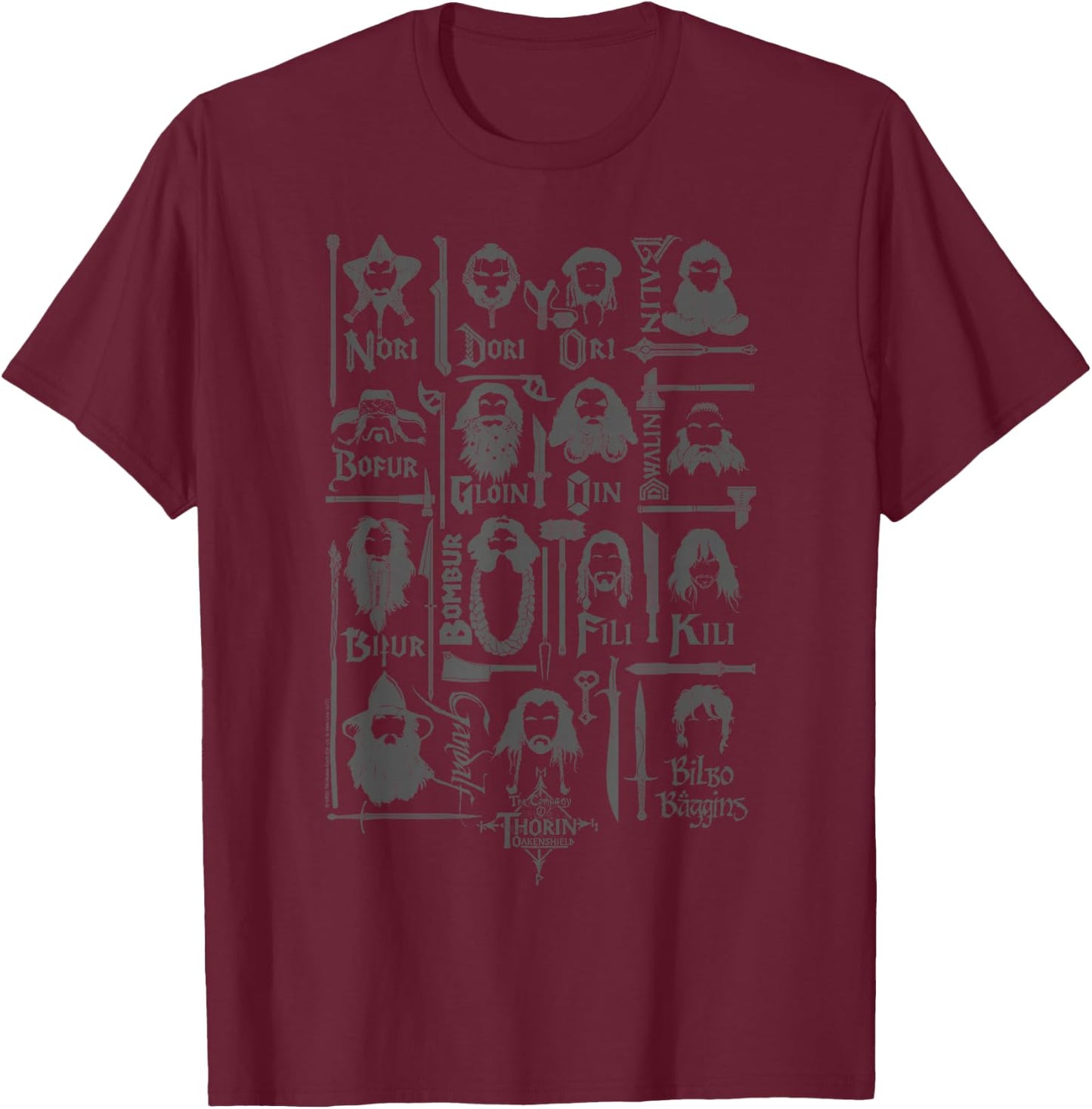 The Hobbit The Company of Thorin Oakenshield T-Shirt - T-Shirt | Maroon