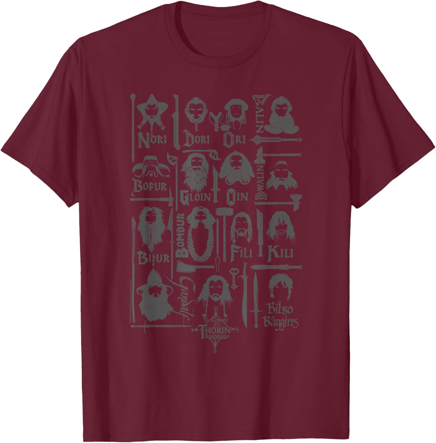 The Hobbit The Company of Thorin Oakenshield T-Shirt - T-Shirt | Maroon