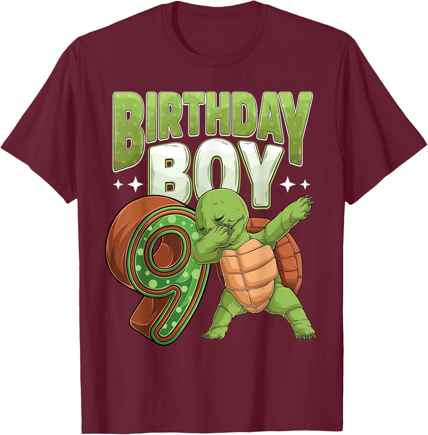 9 year old Turtle animal lovers 9th Birthday Boy T-Shirt - T-Shirt | Maroon