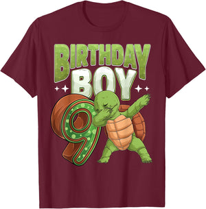 9 year old Turtle animal lovers 9th Birthday Boy T-Shirt - T-Shirt | Maroon