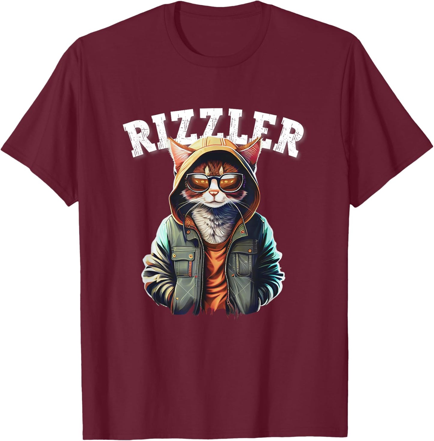 Rizzler Cat Funny W Rizz Meme Rizzler With The Rizz Teen Women Kids T-Shirt - T-Shirt | Maroon