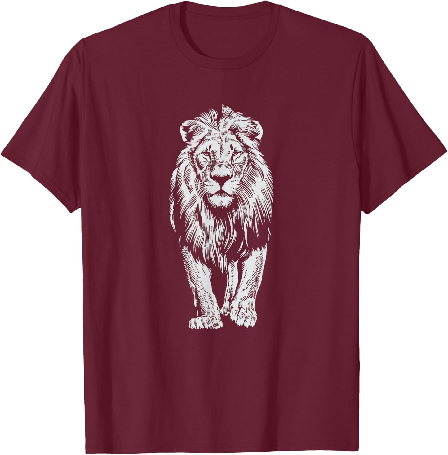 White Paint Art Lion Lions T-Shirt - T-Shirt | Maroon