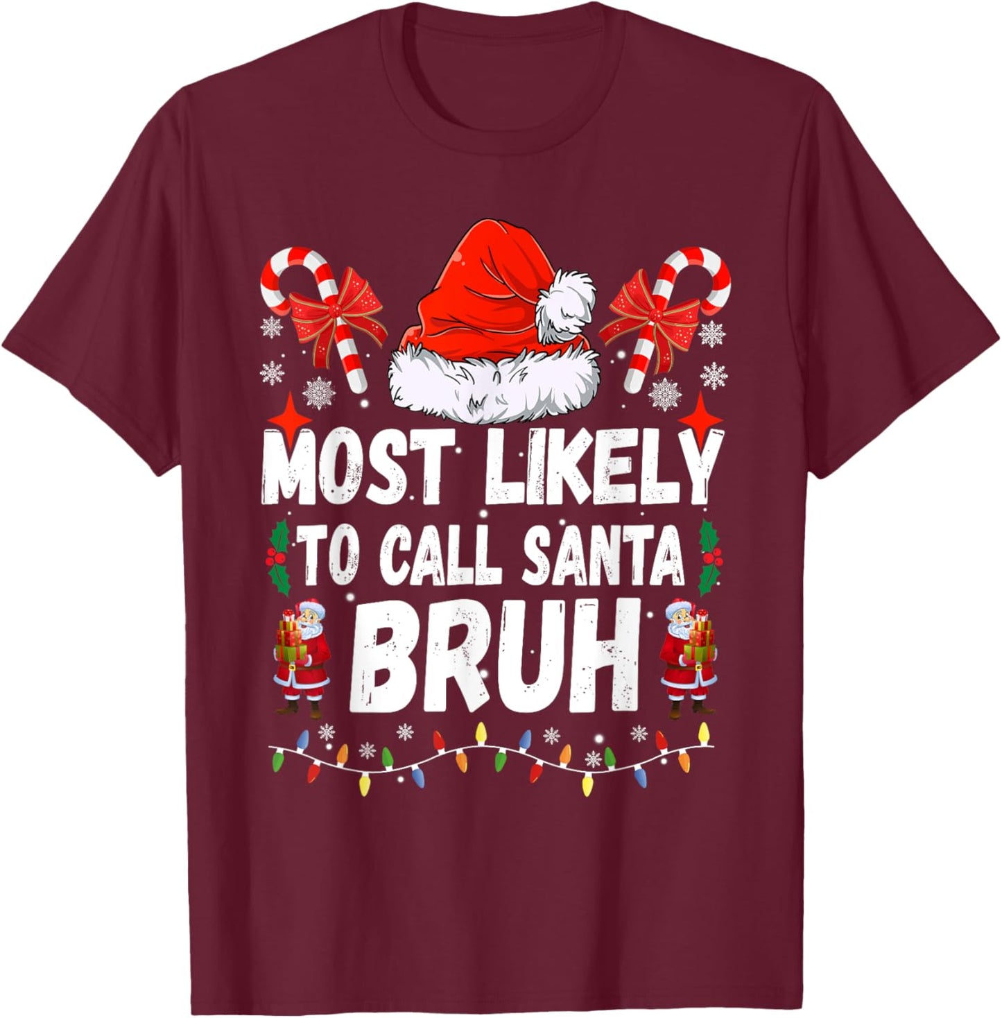 Most Likely To Watch All The Football Games Christmas Family T-Shirt - T-Shirt | Maroon