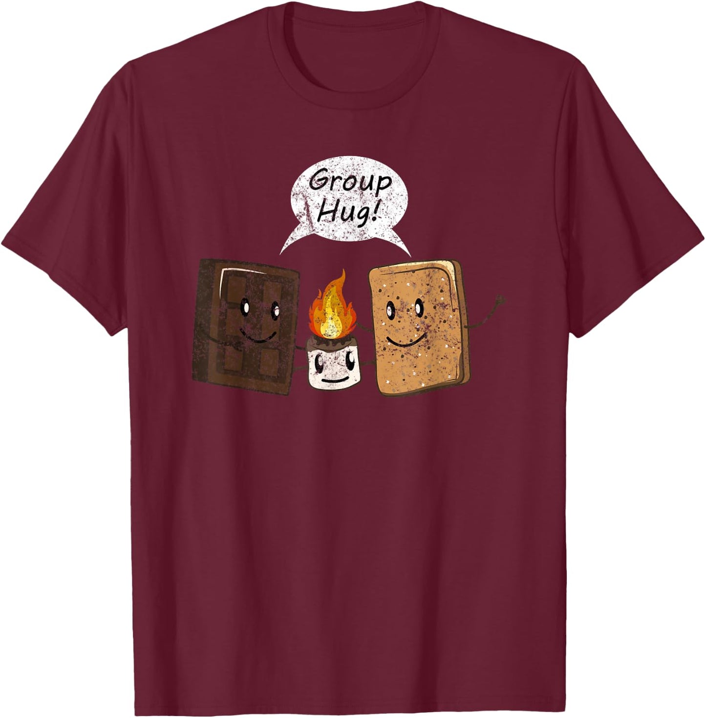 Group Hug Smores Cute Camping Chocolate Lover Camper T-Shirt - T-Shirt | Maroon