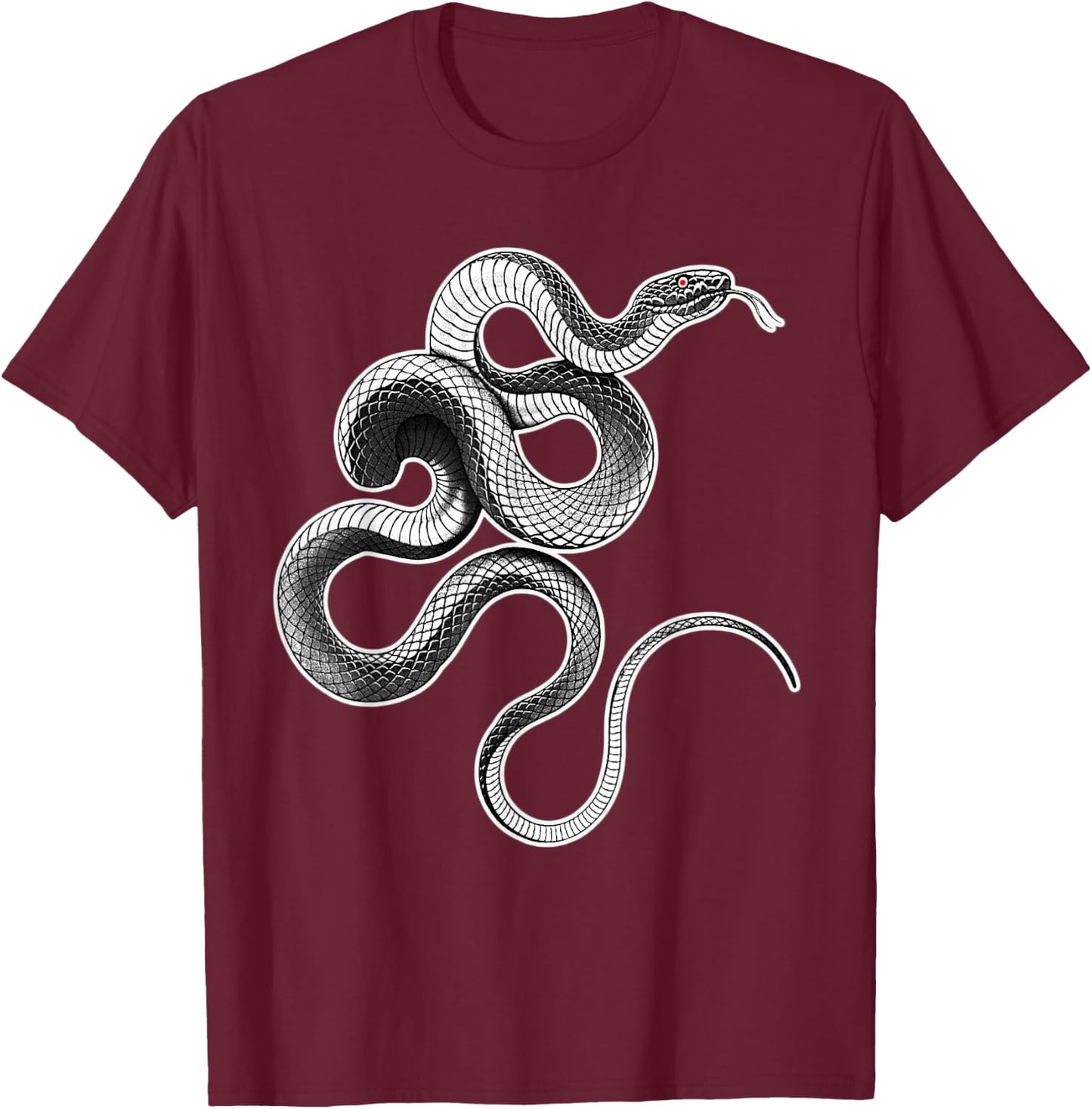 Snake Serpent Mamba Blackwork T-Shirt - T-Shirt | Maroon