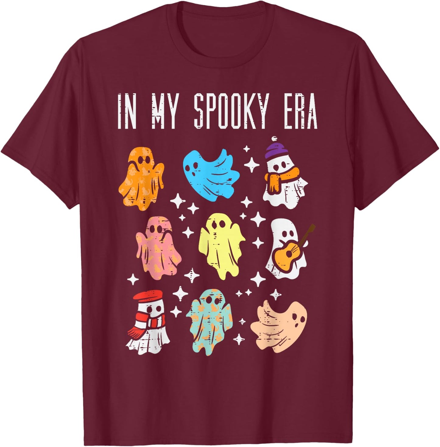 Halloween Ghosts In My Spooky Era Fun Costume Women Men Kids T-Shirt - T-Shirt | Maroon