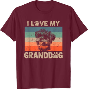 I Love My Granddog Shorkie Grandma Grandpa Dog Owner Dog Paw T-Shirt - T-Shirt | Maroon