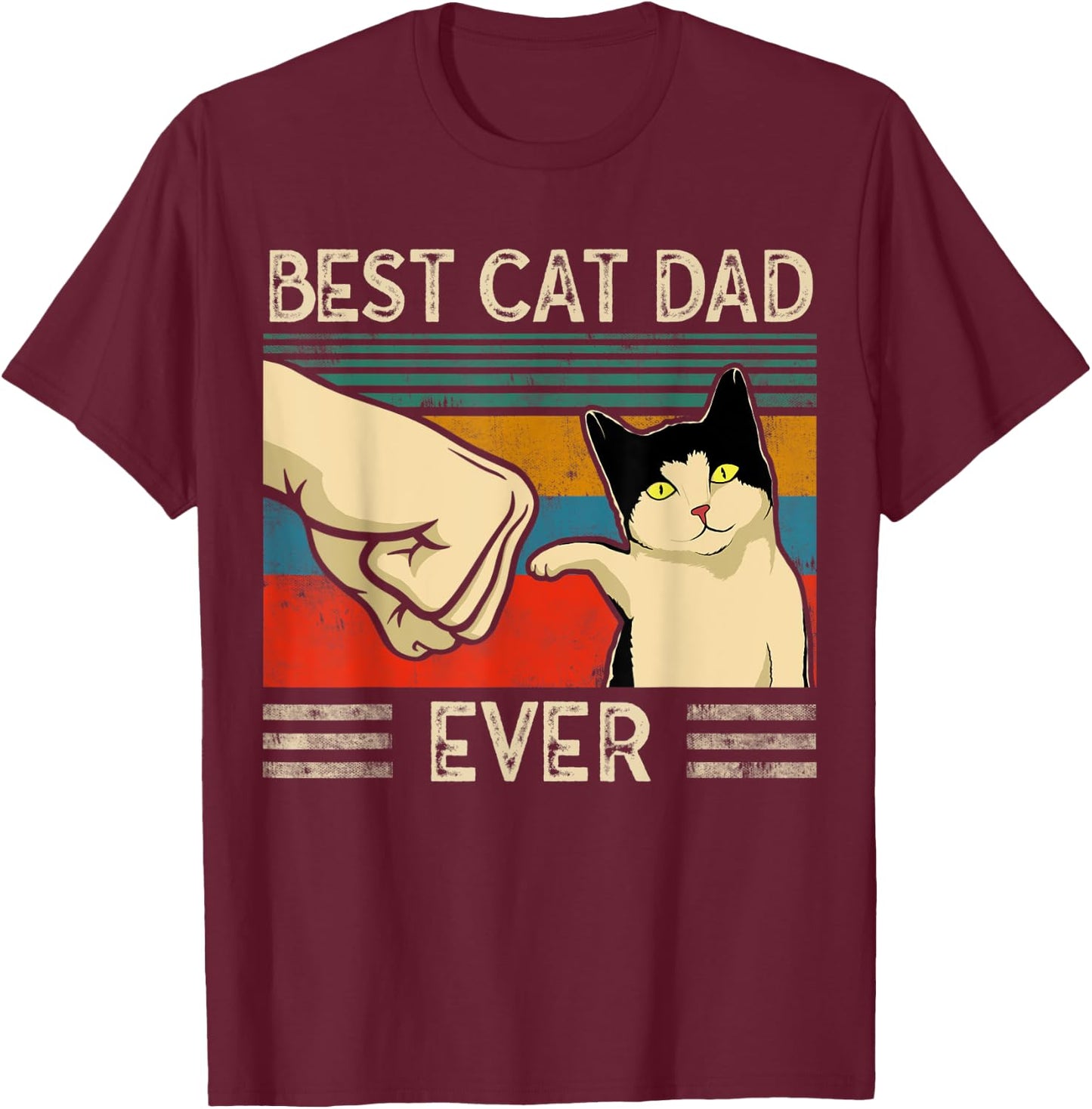 Best Cat Dad Ever Cat Dad T-Shirt - T-Shirt | Maroon