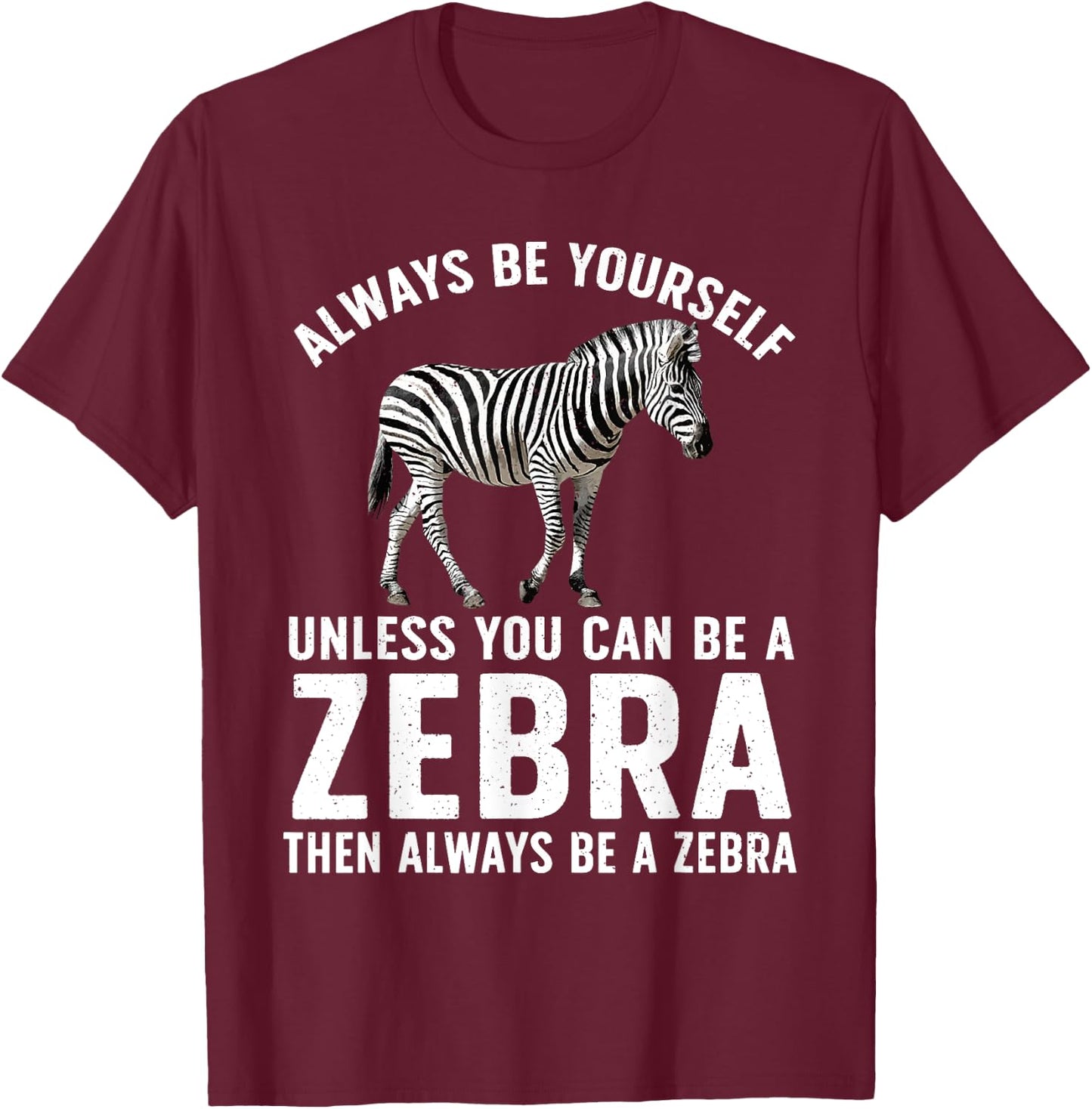 Funny Zebra Art Women Kids Zoo Animal Safari Zebra T-Shirt - T-Shirt | Maroon