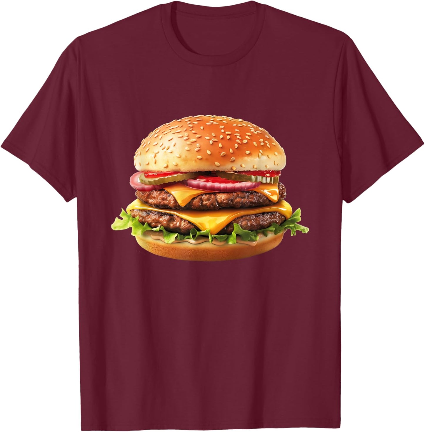 Hamburger Cheese BBQ Lovers T-Shirt - T-Shirt | Maroon