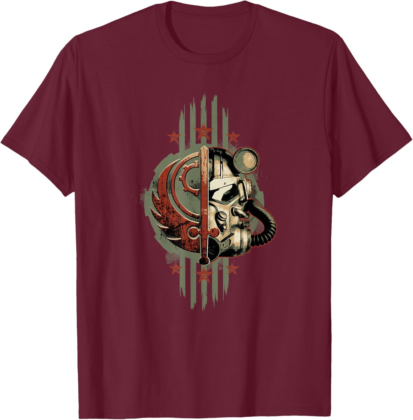 Fallout - Brotherhood of Steel Helmet T-Shirt - T-Shirt | Maroon