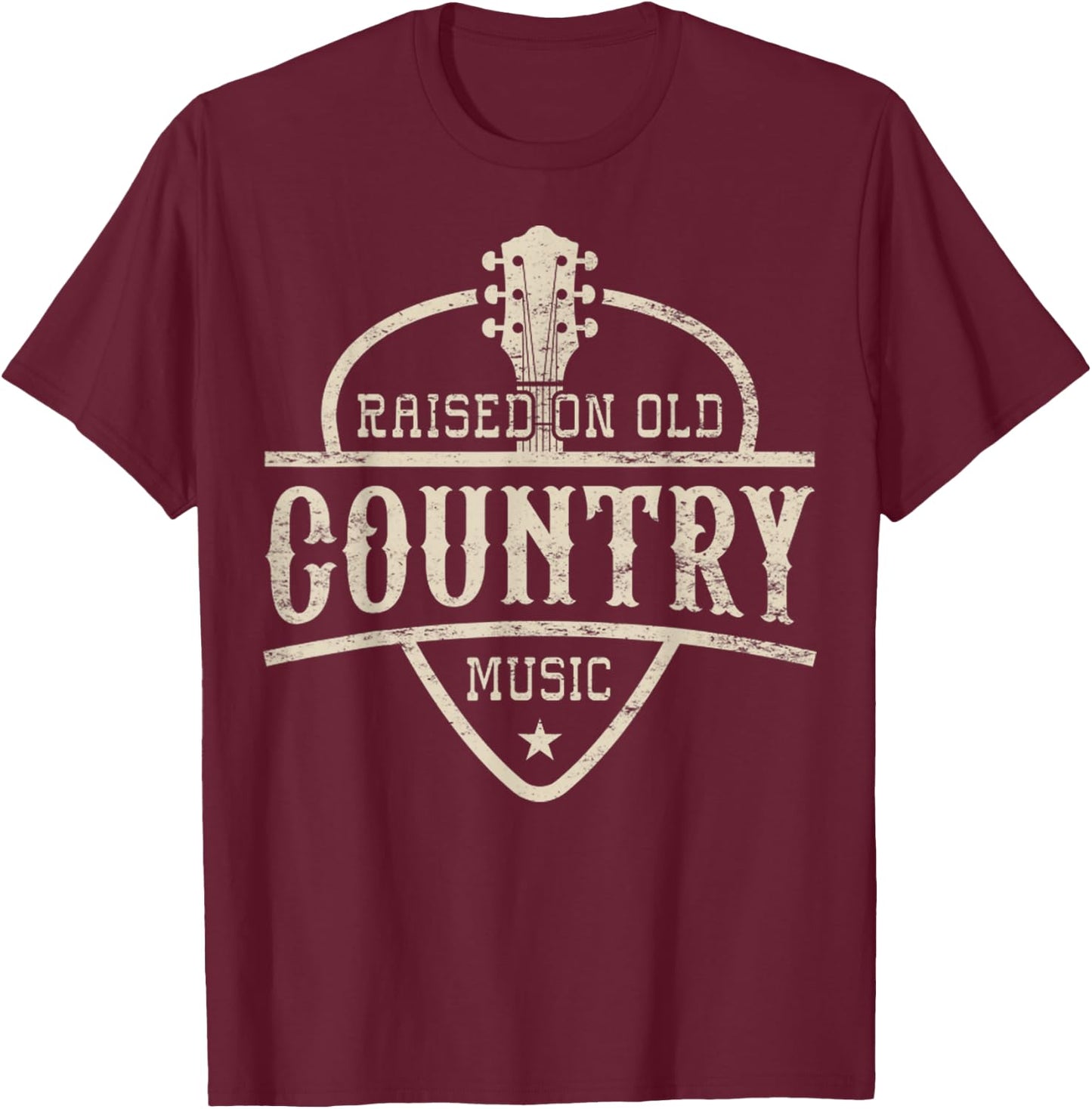 Raised On Old Country Music 80s 90s Vintage Southern Music T-Shirt - T-Shirt | Maroon
