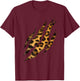 Leopard Skin Print Torn Claw T-Shirt - T-Shirt | Maroon